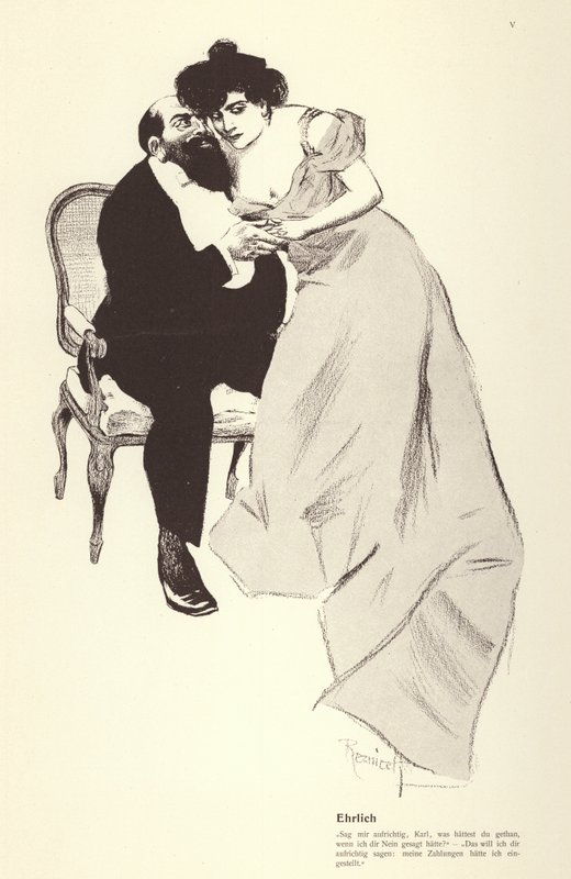 Man med sin älskarinna (litho) av Ferdinand von Reznicek