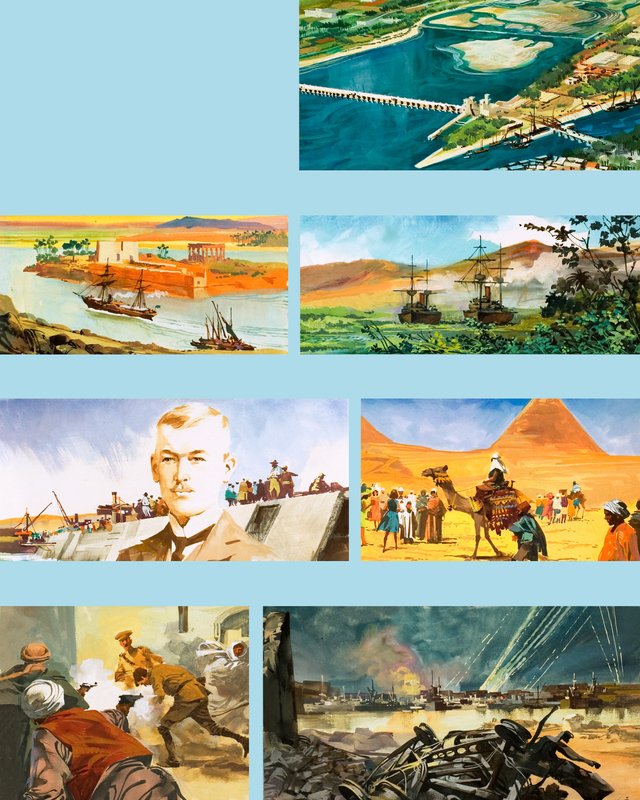 Scener ur Nilens historia (gouache på papper) av Ferdinando Tacconi