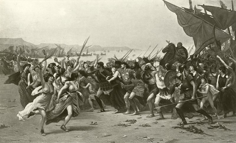 Segrarna från Salamis (djuptryck) av Fernand Cormon