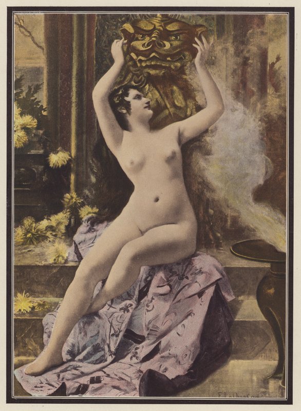 Skönheten och odjuret (färg litho) av Fernand Le Quesne