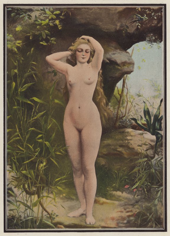 Eve (färg litho) av Fernand Lematte