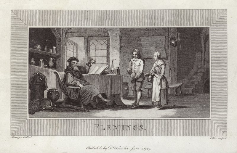 Flemings. Gravyr av tjänare och husbonde. av Flemish School