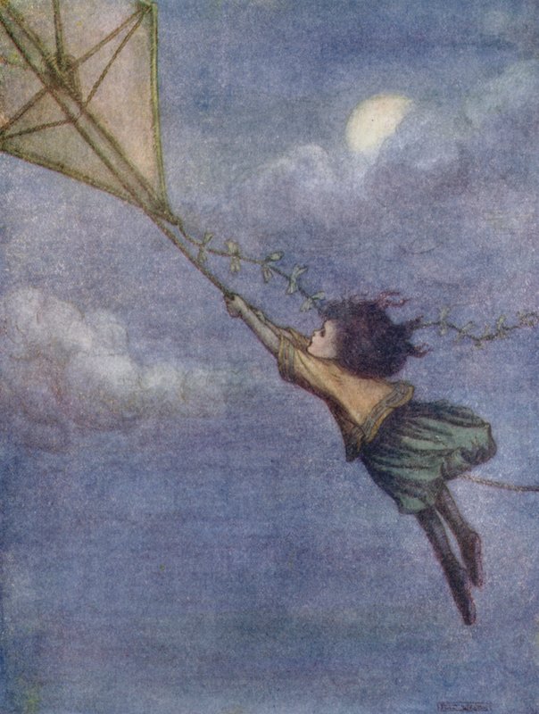 Draken som Peter knöt Wendy till (färglitografi) av Flora White