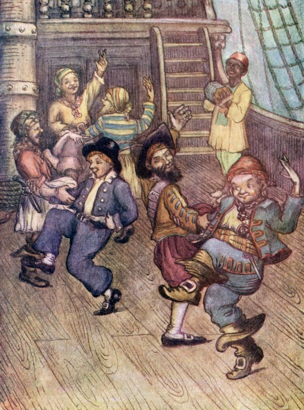 Yo-Ho, sjungande pirater (färglitografi) av Flora White