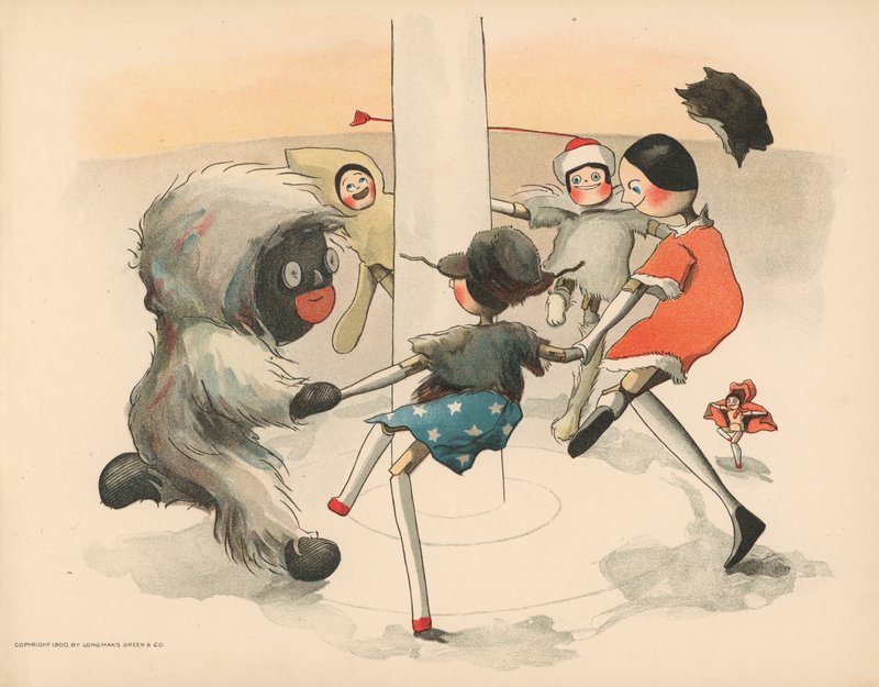 Illustration för Golliwoggs Polar Adventures av Florence K. Upton