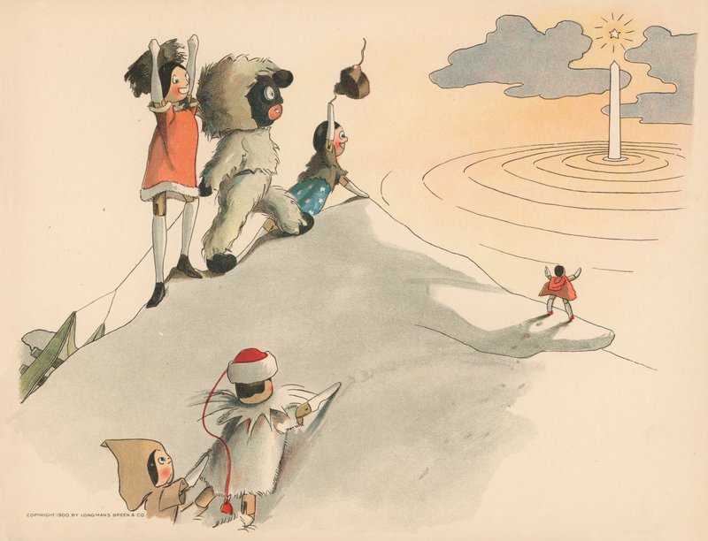 Illustration för Golliwoggs Polar Adventures av Florence K. Upton