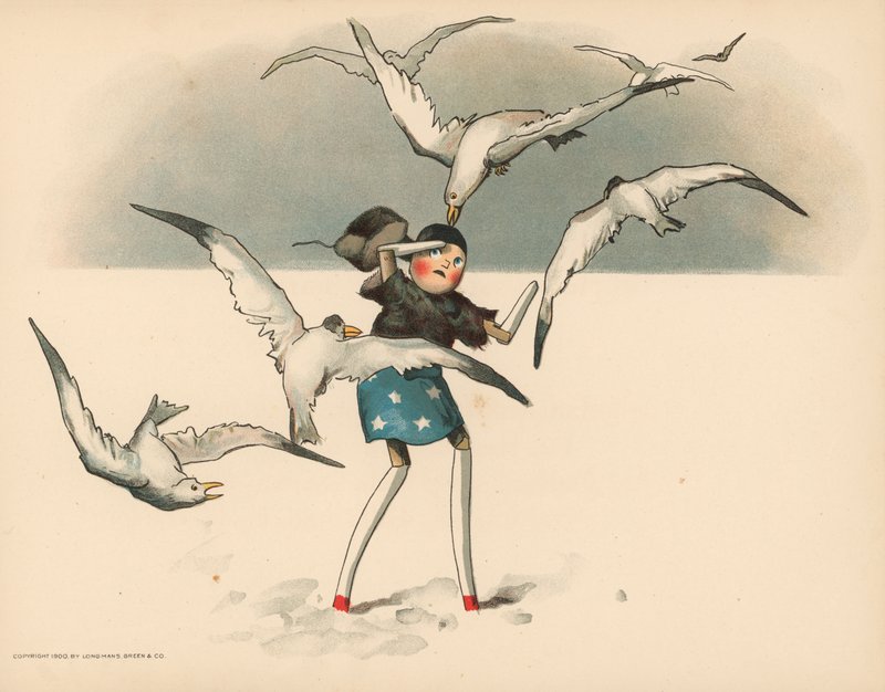 Illustration för Golliwoggs Polar Adventures av Florence K. Upton