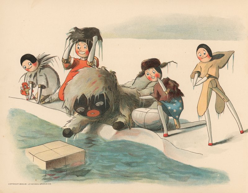 Illustration för Golliwoggs Polar Adventures av Florence K. Upton