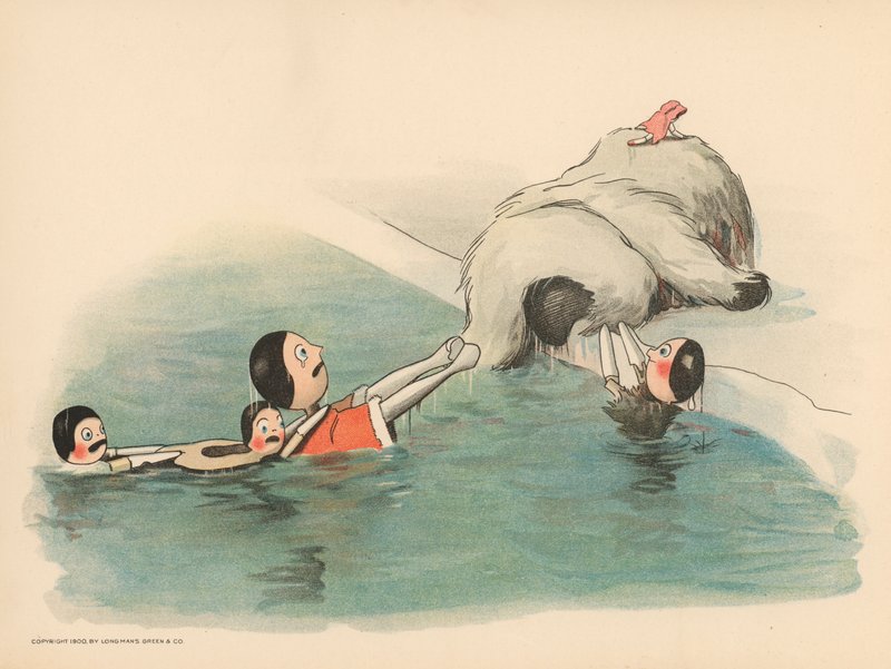 Illustration för Golliwoggs Polar Adventures av Florence K. Upton
