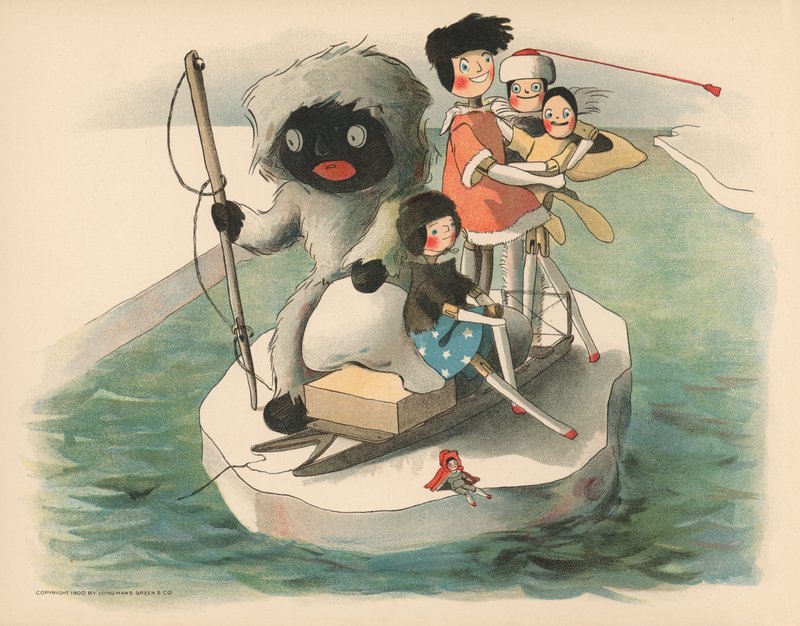 Illustration för Golliwoggs Polar Adventures av Florence K. Upton