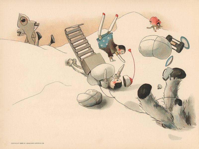 Illustration för Golliwoggs Polar Adventures av Florence K. Upton