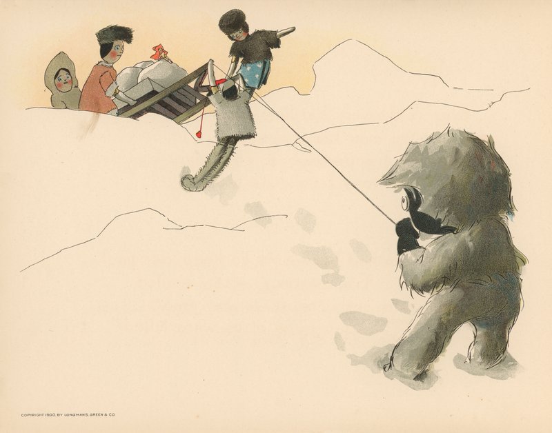 Illustration för Golliwoggs Polar Adventures av Florence K. Upton