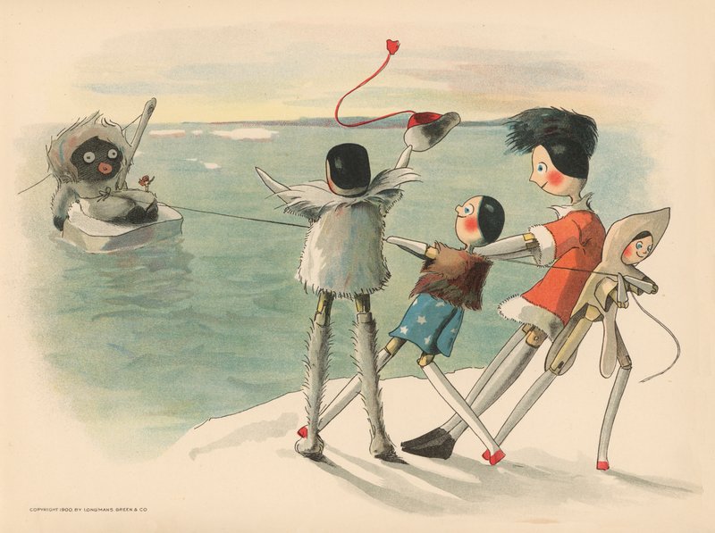 Illustration för Golliwoggs Polar Adventures av Florence K. Upton