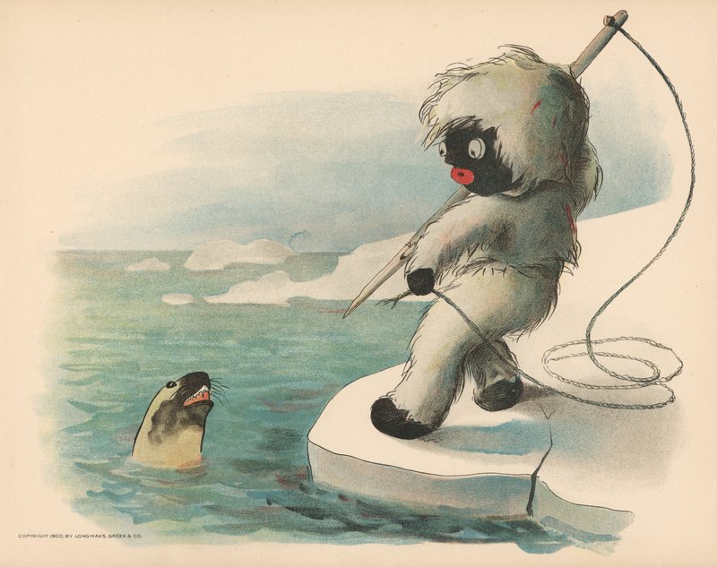 Illustration för Golliwoggs Polar Adventures av Florence K. Upton