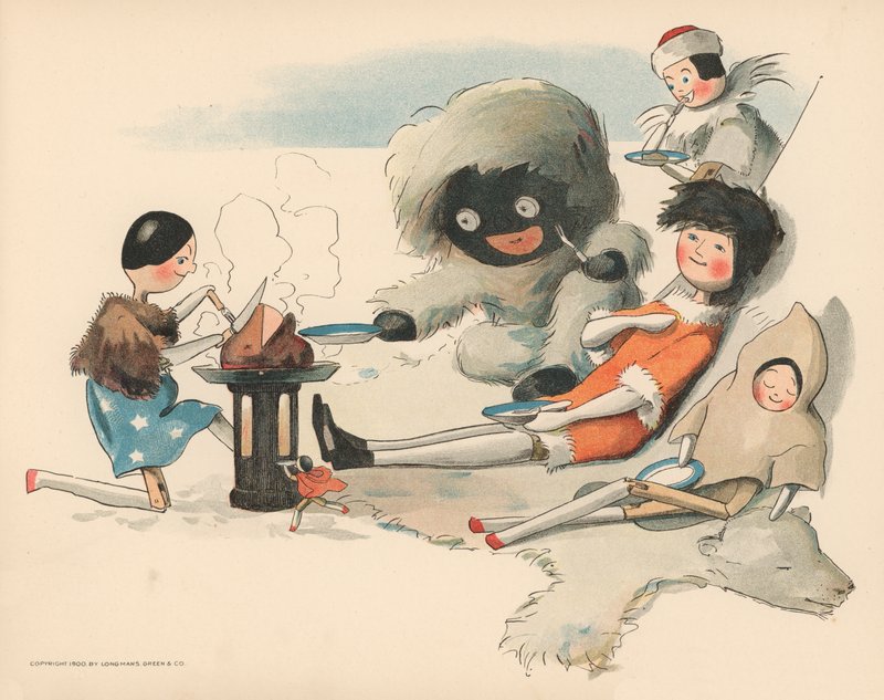 Illustration för Golliwoggs Polar Adventures av Florence K. Upton