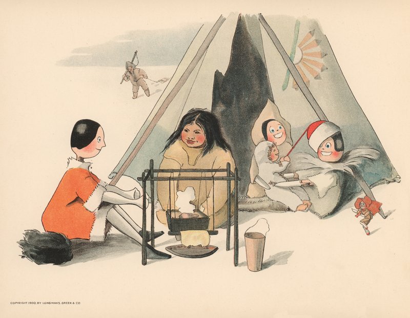 Illustration för Golliwoggs Polar Adventures av Florence K. Upton