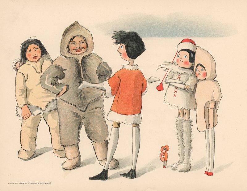 Illustration för Golliwoggs Polar Adventures av Florence K. Upton