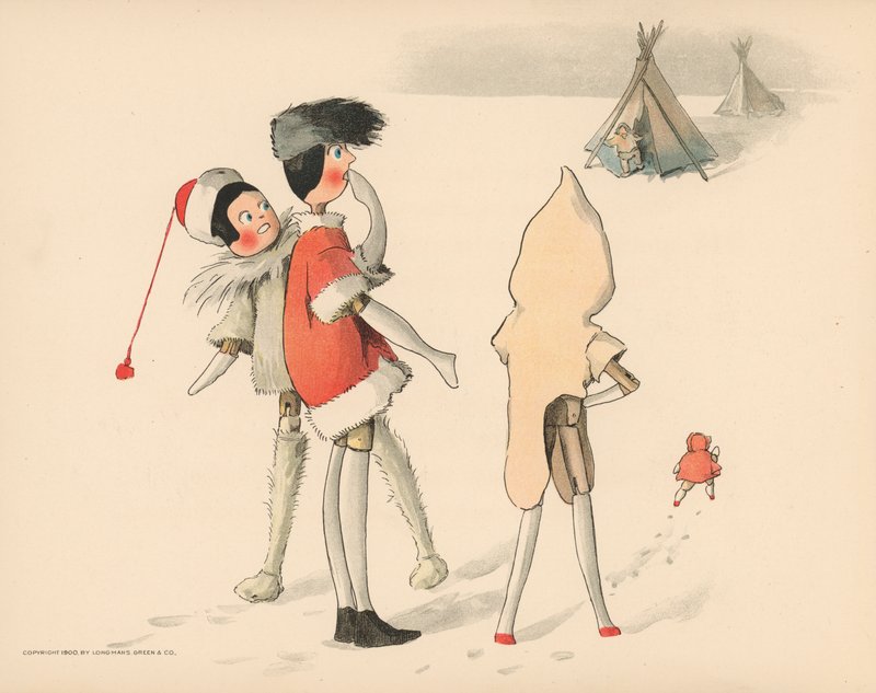 Illustration för Golliwoggs Polar Adventures av Florence K. Upton