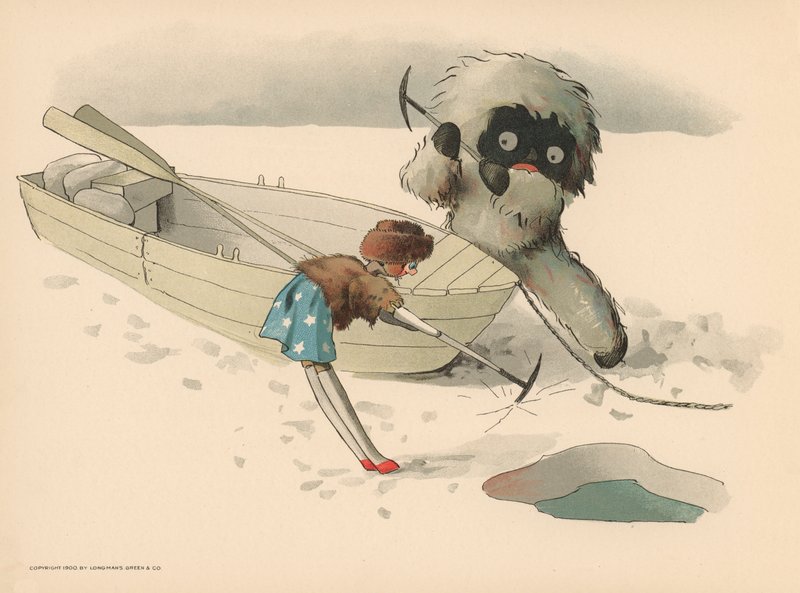 Illustration för Golliwoggs Polar Adventures av Florence K. Upton