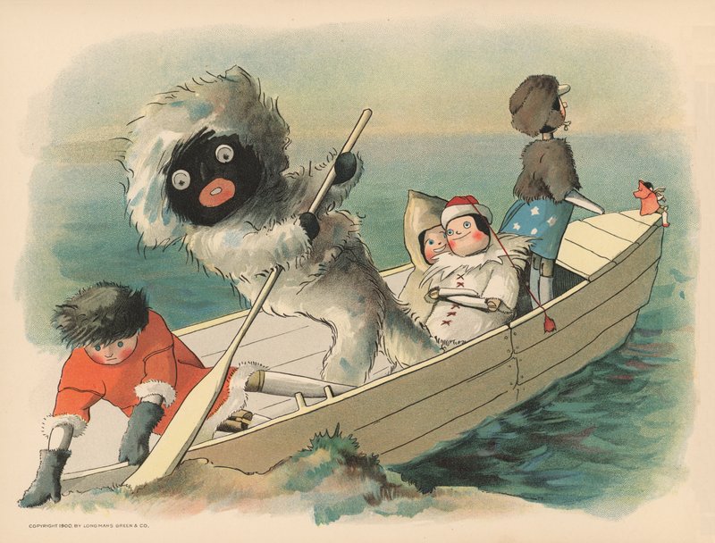 Illustration för Golliwoggs Polar Adventures av Florence K. Upton
