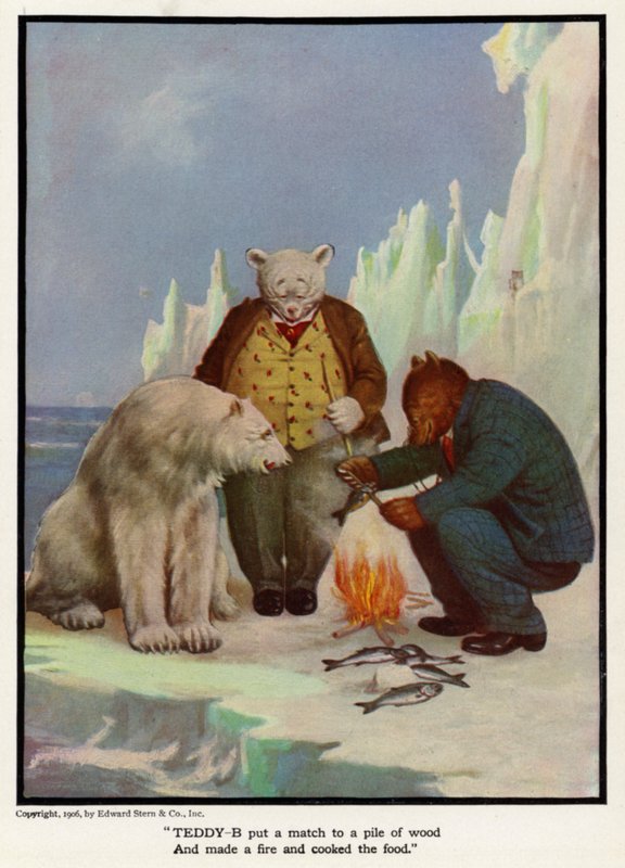 Teddy - B satte en tändsticka på en vedhög och gjorde upp en eld och lagade maten av Floyd V. Campbell
