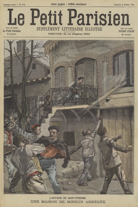 Ett gruvarbetarhus under belägring i St Etienne, Frankrike av Fortune Louis Meaulle