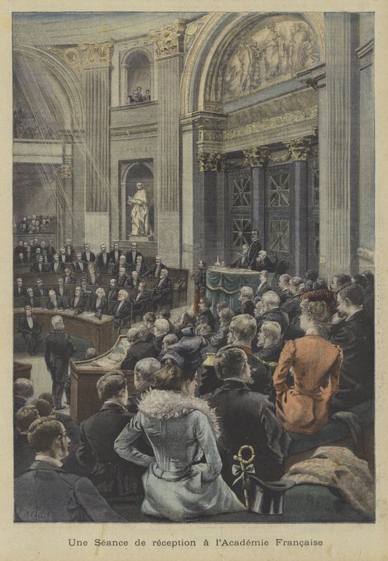 En mottagningssession på Academie Francaise, Paris av Fortune Louis Meaulle