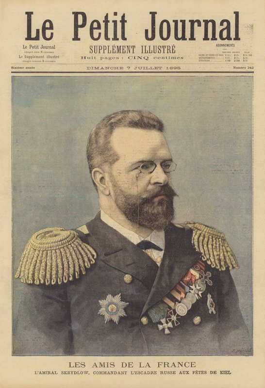 Amiral Skrydlov, befälhavare för den ryska skvadronen vid firandet av öppnandet av Kielerkanalen av Fortune Louis Meaulle