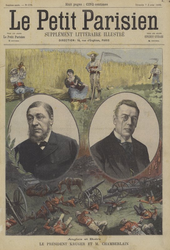 Britter och boer: President Kruger av Transvaal och Joseph Chamberlain, brittisk utrikesminister för kolonierna av Fortune Louis Meaulle