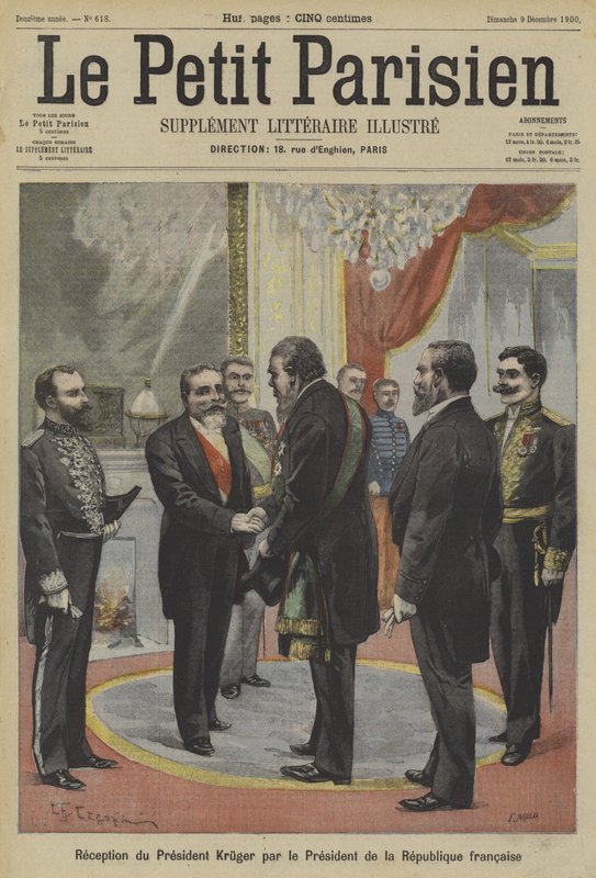 Frankrikes president Emile Loubet tar emot Paul Kruger, Transvaals tidigare president av Fortune Louis Meaulle