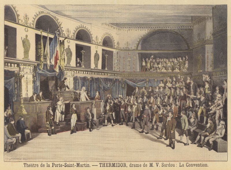 Produktion av Thermidor på Theatre de la Porte-Saint-Martin av Fortune Louis Meaulle