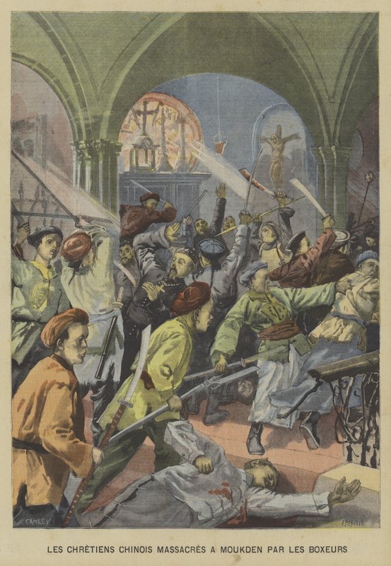 The Boxer Rebellion: Kinesiska kristna massakrerade av boxare i Mukden, Manchuria av Fortune Louis Meaulle