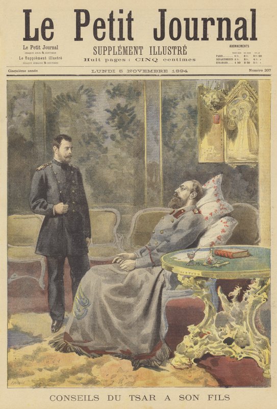 Den döende tsaren Alexander III av Ryssland ger råd till sin son av Fortune Louis Meaulle