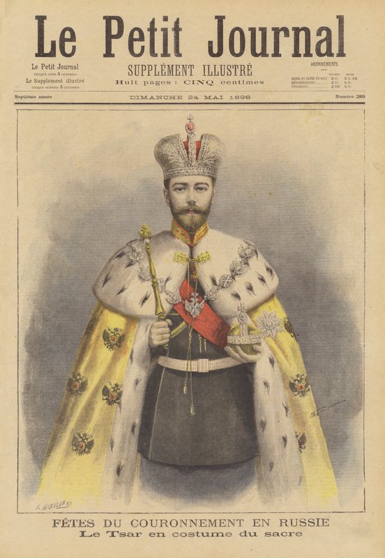 Tsar Nikolaj II av Ryssland i sina kröningskläder av Fortune Louis Meaulle