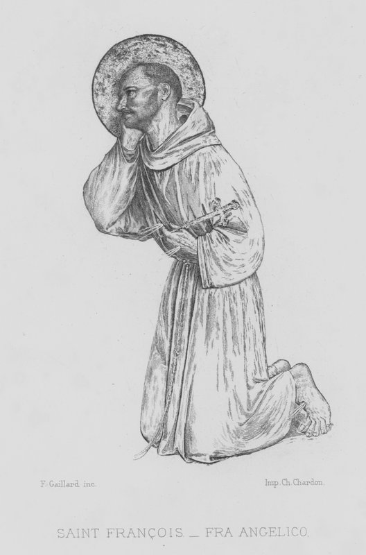 St Francis av Assisi (litho) av Fra (after) Angelico