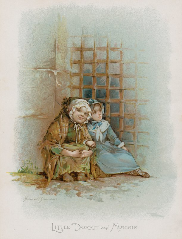 Lilla Dorrit och Maggie (chromolitho) av Frances Brundage