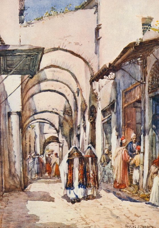 En gata med bågar, Tunis (färglitografi) av Frances Nesbitt