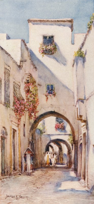 Rue Tourbet el Bey, Tunis (färglitografi) av Frances Nesbitt
