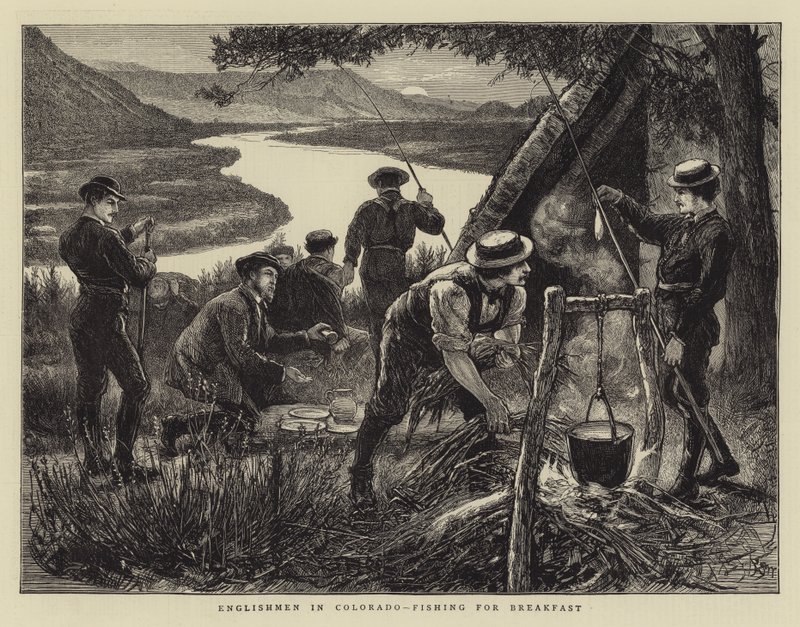 Engelsmän i Colorado fiskar efter frukost av Francis S. Walker