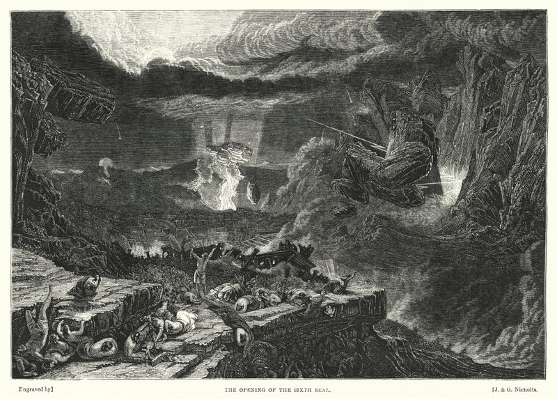 Öppningen av det sjätte inseglet (gravyr) av Francis (after) Danby