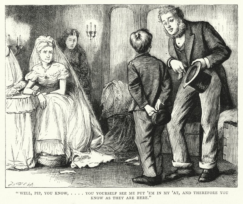 Illustration för stora förväntningar av Charles Dickens (gravyr) av Francis Arthur Fraser