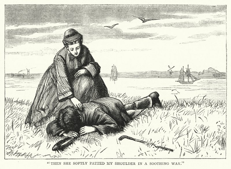 Illustration för stora förväntningar av Charles Dickens (gravyr) av Francis Arthur Fraser