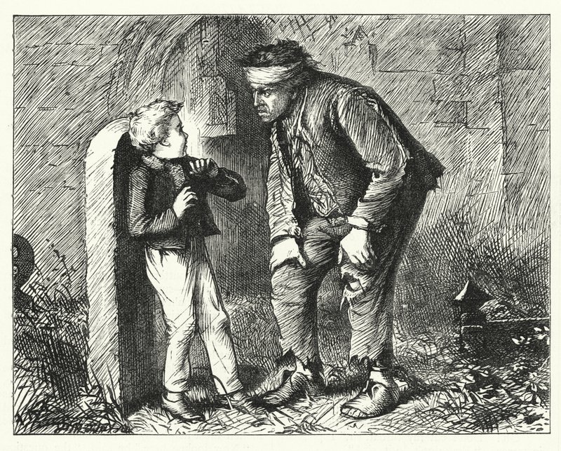 Illustration för stora förväntningar av Charles Dickens (gravyr) av Francis Arthur Fraser