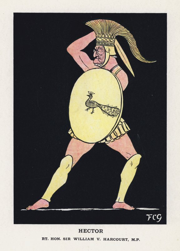 Hector, Rt Hon Sir William V Harcourt (färg litho) av Francis Carruthers Gould