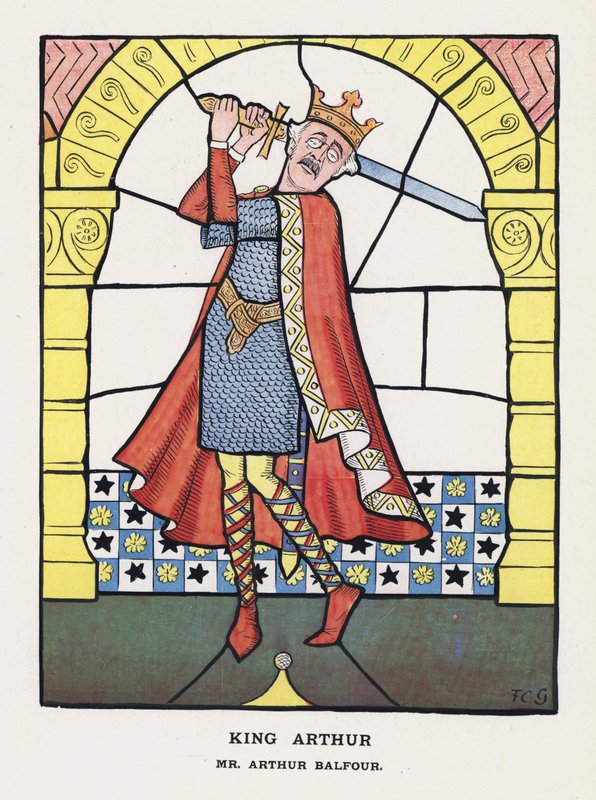 King Arthur, Mr Arthur Balfour (färg litho) av Francis Carruthers Gould