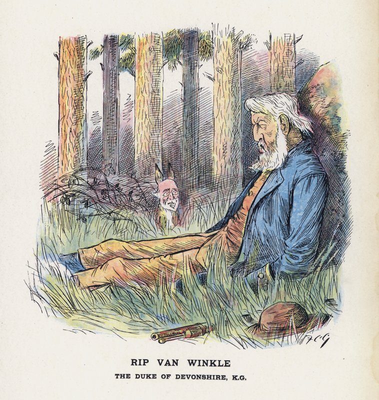 Rip Van Winkle, hertigen av Devonshire (färg litho) av Francis Carruthers Gould