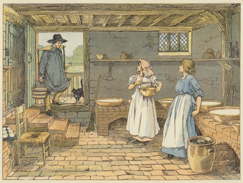 Dairy Man (färglitografi) av Francis Donkin Bedford