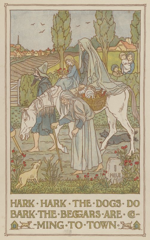 Hark hark the dogs do bark the beggars are coming to town (färglitografi) av Francis Donkin Bedford