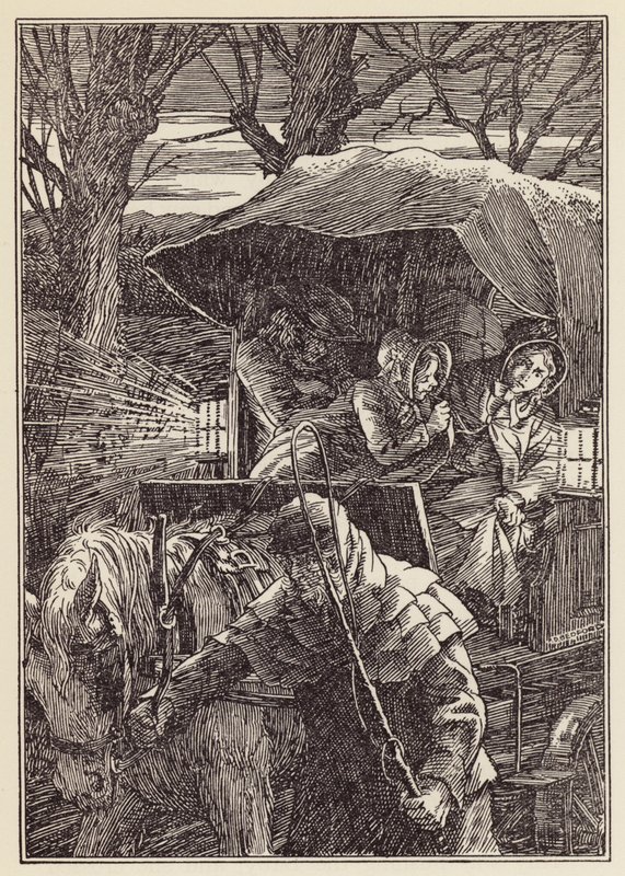 Illustration till Syrsan på härden av Charles Dickens (färglitografi) av Francis Donkin Bedford