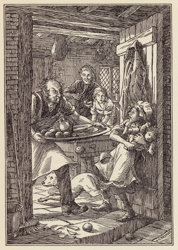 Illustration till Syrsan på härden av Charles Dickens (färglitografi) av Francis Donkin Bedford